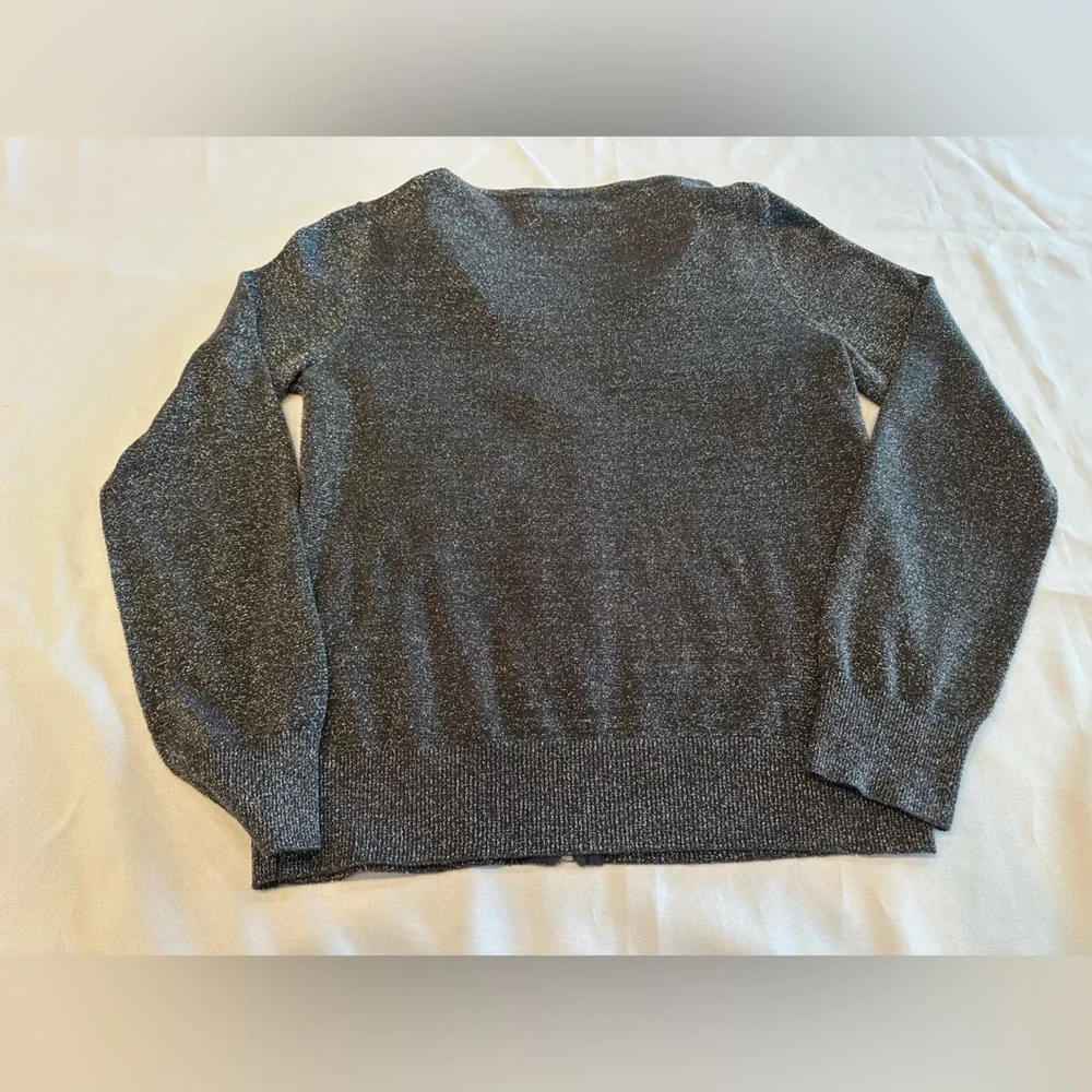 Michael Kors Glittering Silver Black Zip Up Top Size Medium